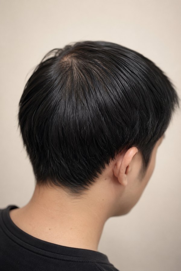 直毛でトップが潰れた状態のイメージ