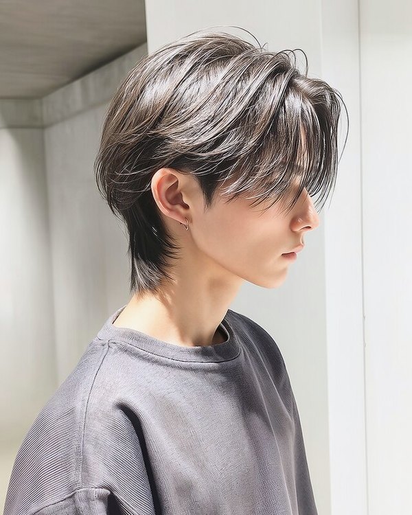 F-CODE 難波の施術例。センターパート 曲がる縮毛矯正（担当 F-CODE）